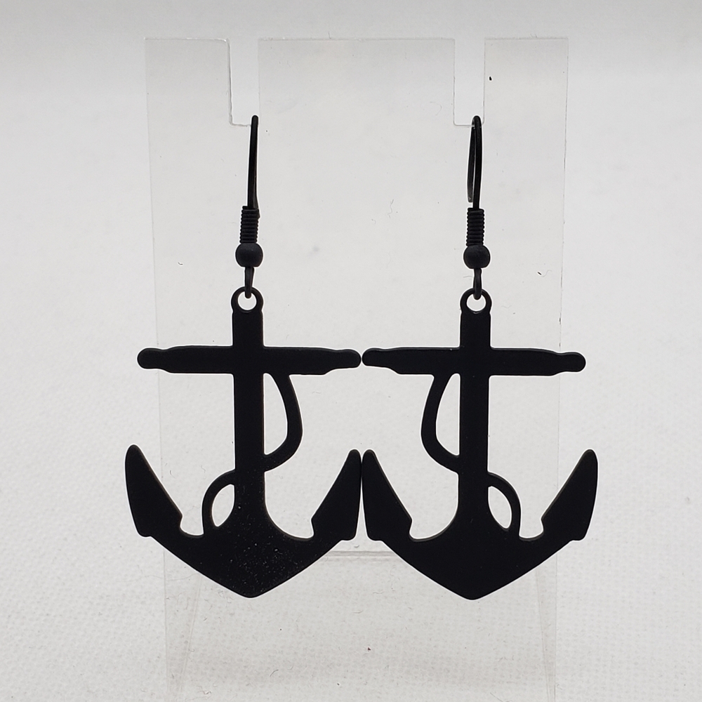 Black Anchor Earrings